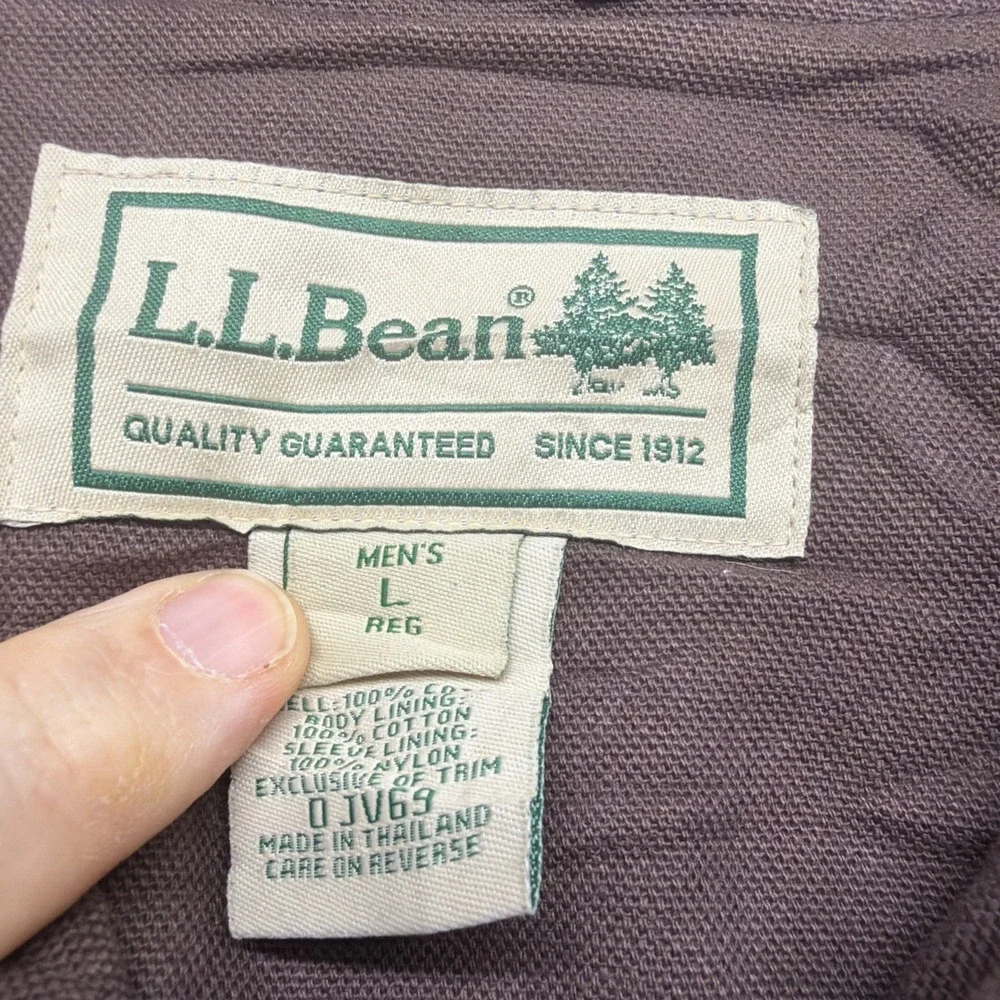 Vintage 90s L.L. Bean Field‎ Jacket Canvas Lined Corduroy Collar Men's Large